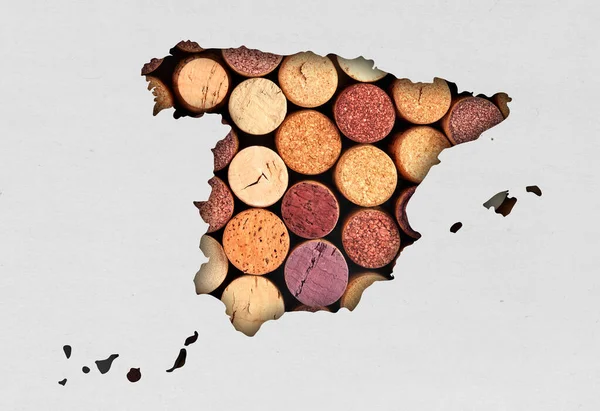 Wine Corks Forming Spain Map — Stock Photo, Image