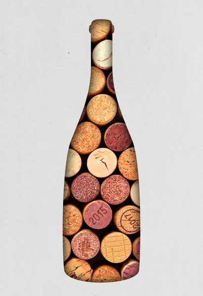 Vinflaska Gjord Korkar — Stockfoto
