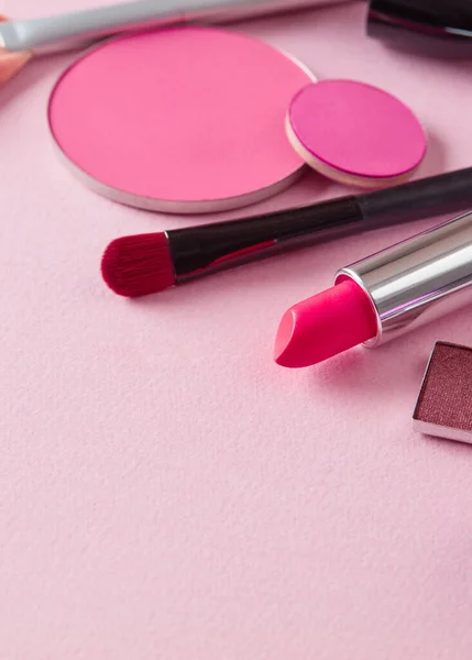 Produkty Kosmetyczne Różowym Tle — Zdjęcie stockowe