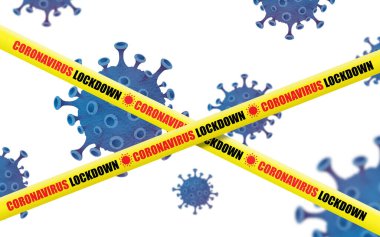 Coronavirus, covid-19, mikroskobik hücreler beyaza izole edildi.