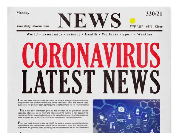 Últimas Noticias Sobre Coronavirus Periódico — Foto de Stock
