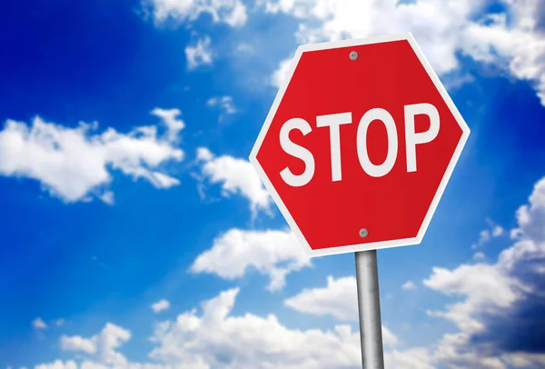 Coronavirus Stop Sign Blue Sky — Φωτογραφία Αρχείου