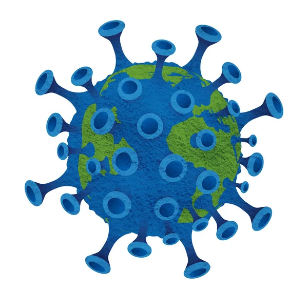 Coronavirus Covid Célula Microscópica Aislada Blanco — Foto de Stock