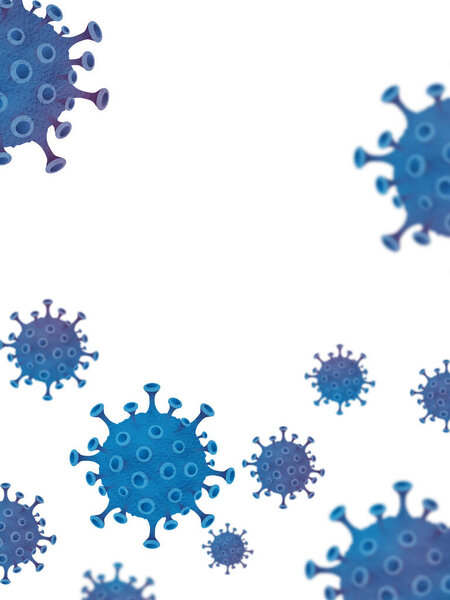 Coronavirus, covid-19, microscopic cells isolated on white