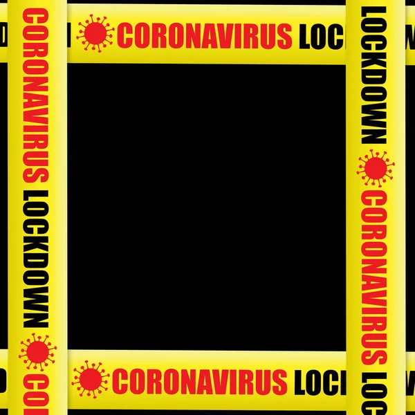 Coronavirus, covid-19, yellow tape lockdown frame