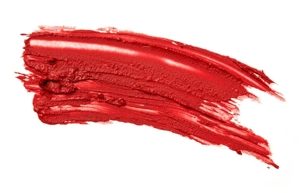 Rossetto Rosso Spalmato Isolato Bianco — Foto Stock