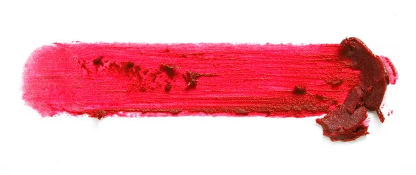 Červená Rtěnka Šmouha Izolovaná Bílém — Stock fotografie
