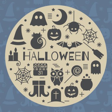 Daire şeklinde Cadılar Bayramı Icons set