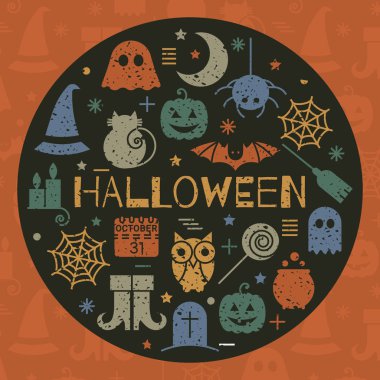 Daire şeklinde Cadılar Bayramı Icons set