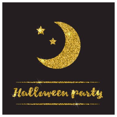 Cadılar Bayramı altın dokulu ay simge