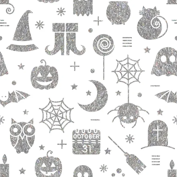 Padrão texturizado sem costura Halloween prata — Vetor de Stock