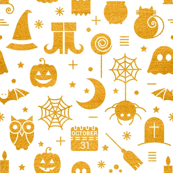 Padrão texturizado sem costura Halloween ouro — Vetor de Stock