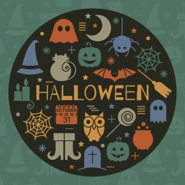 Daire şeklinde Cadılar Bayramı Icons set