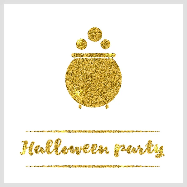 Halloween guld texturerat potten ikonen — Stock vektor