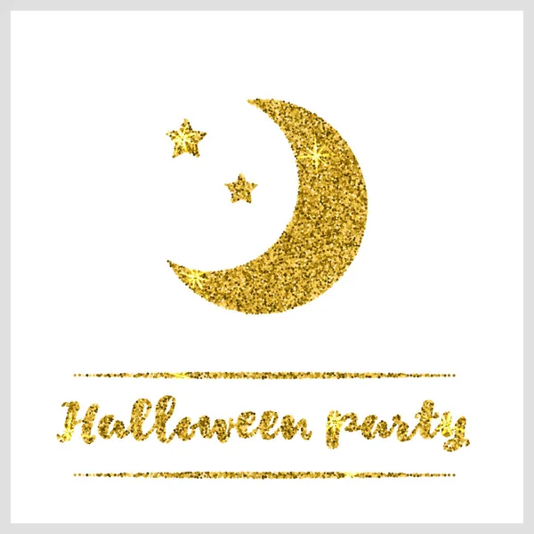 Icono de luna con textura de oro de Halloween — Vector de stock