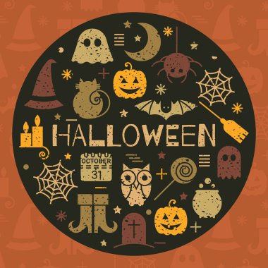 Daire şeklinde Cadılar Bayramı Icons set