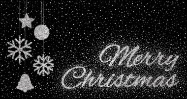 Glitter gümüş yazıt Merry Christmas