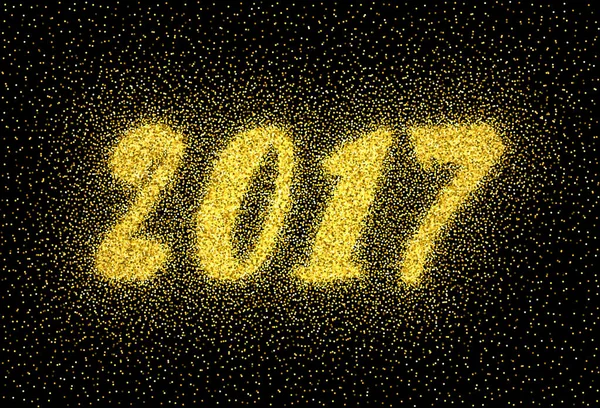 Glitter gold textured inscription 2017 — Stock Vector