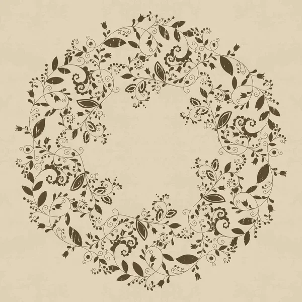 Grunge texturizado moldura floral em estilo doodle —  Vetores de Stock