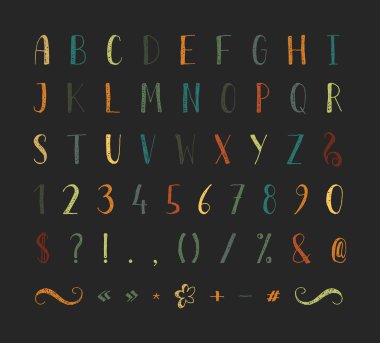 Noktalama işaretleri ile el yazısı yazı tipi