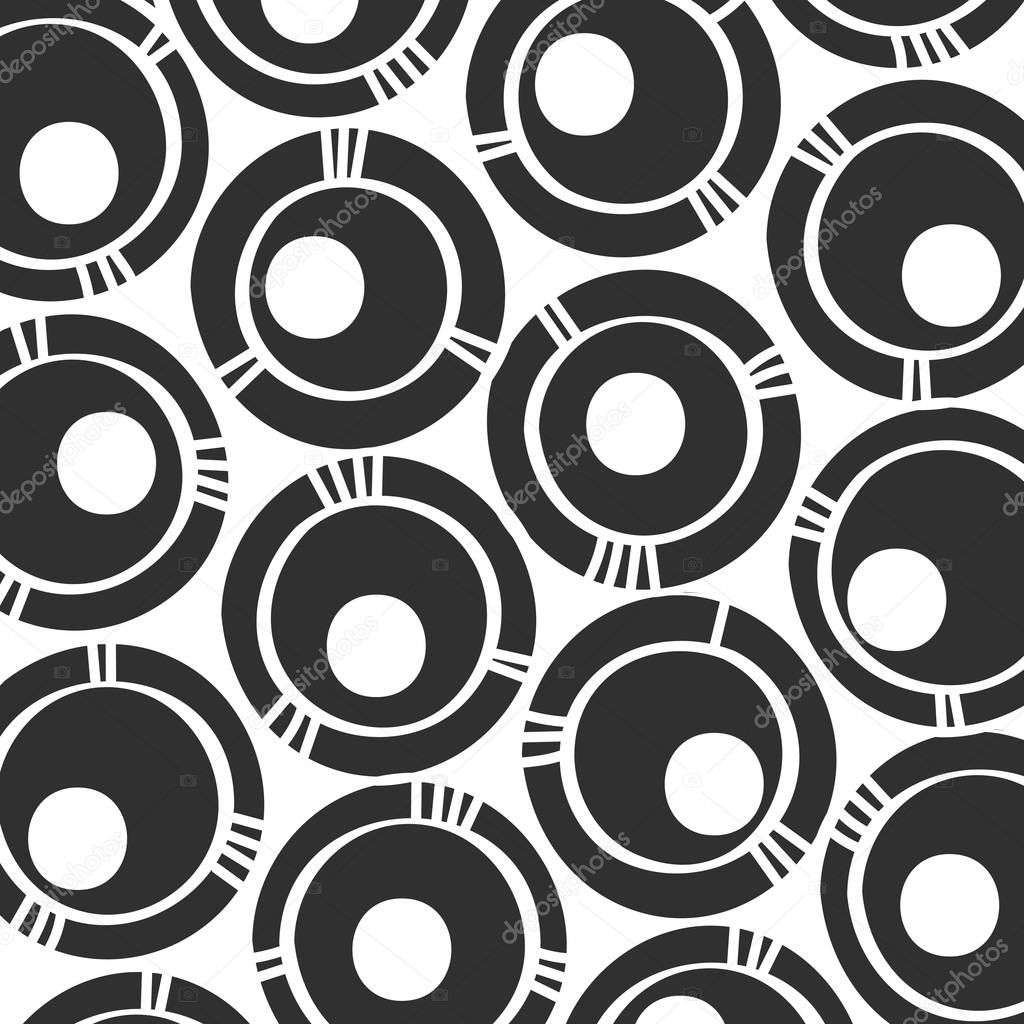 Abstract monochrome hand drawn doodle pattern