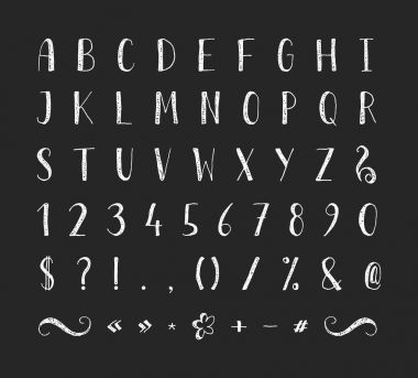 Noktalama işaretleri ile el yazısı yazı tipi