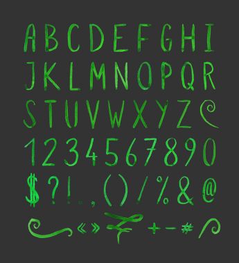 Noktalama işaretleri ile el yazısı yazı tipi