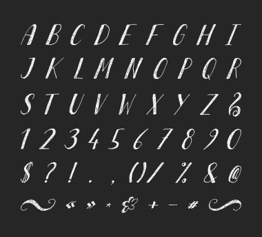 Noktalama işaretleri ile el yazısı yazı tipi