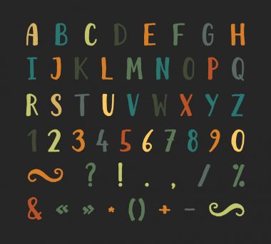 Noktalama işaretleri ile el yazısı yazı tipi