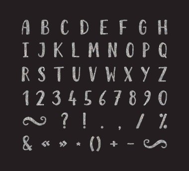 Noktalama işaretleri ile el yazısı yazı tipi