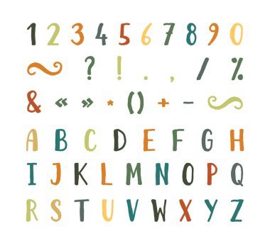 Noktalama işaretleri ile el yazısı yazı tipi