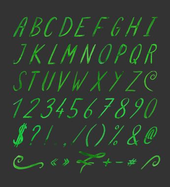 Noktalama işaretleri ile el yazısı yazı tipi