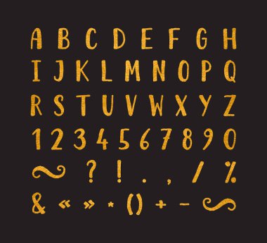 Noktalama işaretleri ile el yazısı yazı tipi