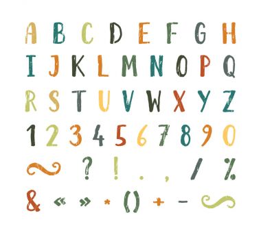 Noktalama işaretleri ile el yazısı yazı tipi