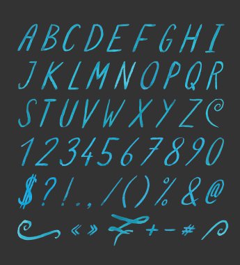 Noktalama işaretleri ile el yazısı yazı tipi