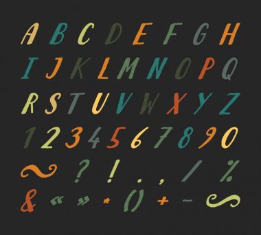 Noktalama işaretleri ile el yazısı yazı tipi