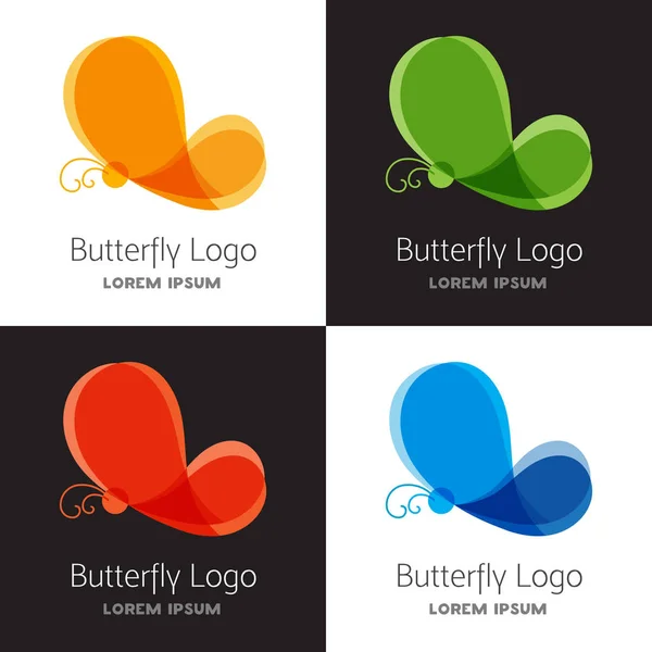 Conjunto de plantilla de logotipo de mariposa colorida . — Archivo Imágenes Vectoriales