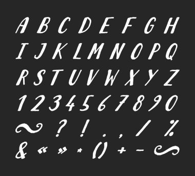 Noktalama işaretleri ile el yazısı yazı tipi