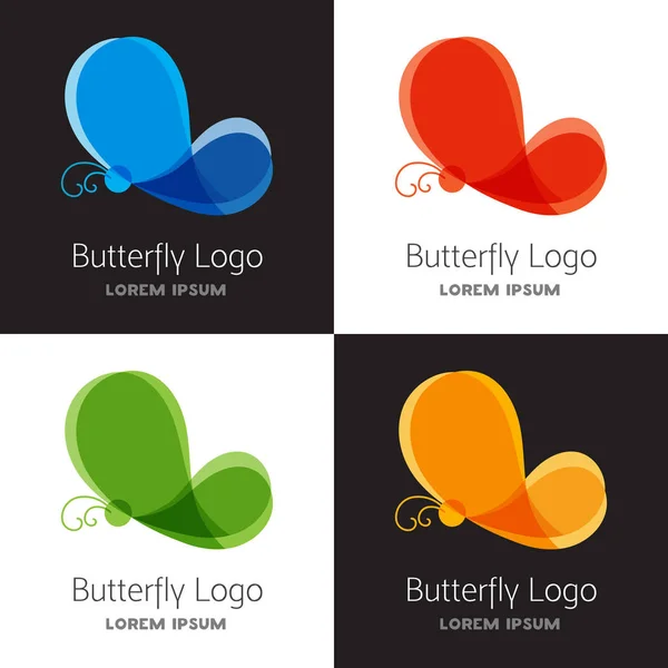 Conjunto de modelo de logotipo borboleta colorido . — Vetor de Stock