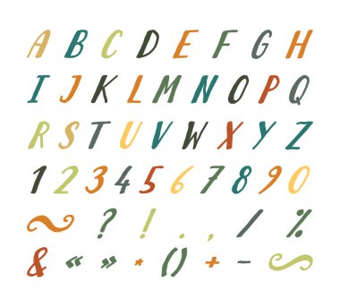 Noktalama işaretleri ile el yazısı yazı tipi