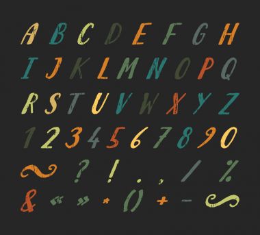 Noktalama işaretleri ile el yazısı yazı tipi