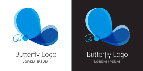 Modelo de logotipo borboleta azul colorido . — Vetor de Stock