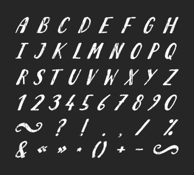 Noktalama işaretleri ile el yazısı yazı tipi