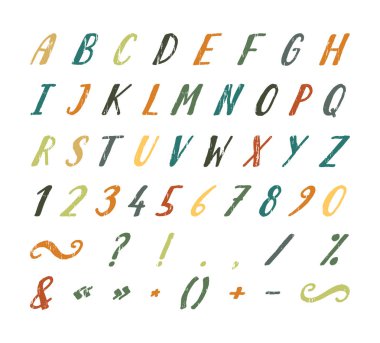 Noktalama işaretleri ile el yazısı yazı tipi