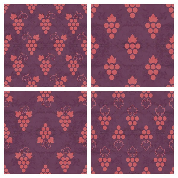 Set of grunge seamless pattern of grapes — Stock Vector