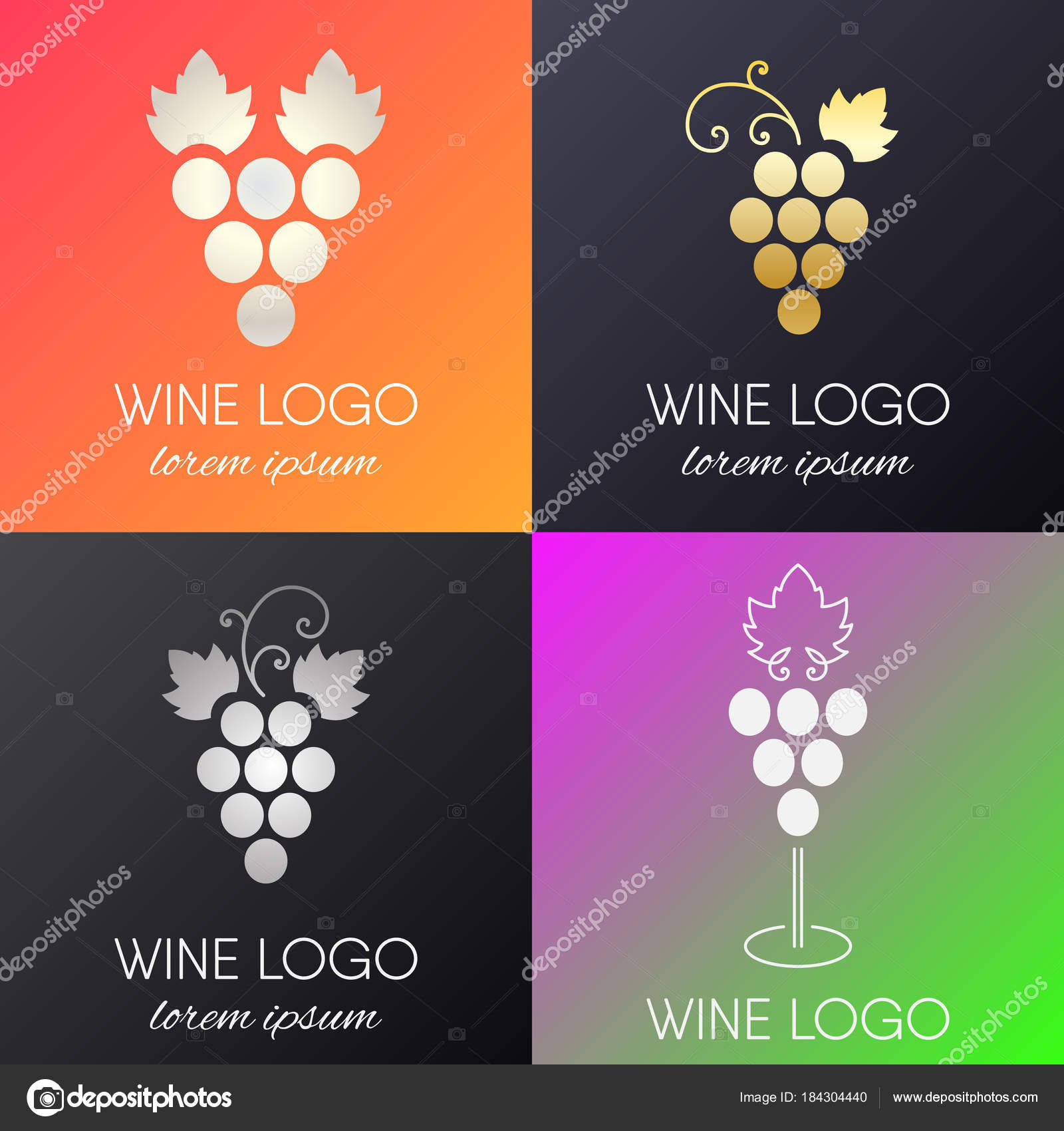 Set of grapes logo. Stock Vector Image by 184304440