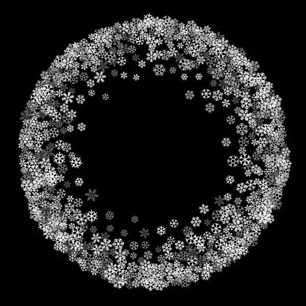 Marco o borde de copos de nieve de dispersión aleatoria — Archivo Imágenes Vectoriales
