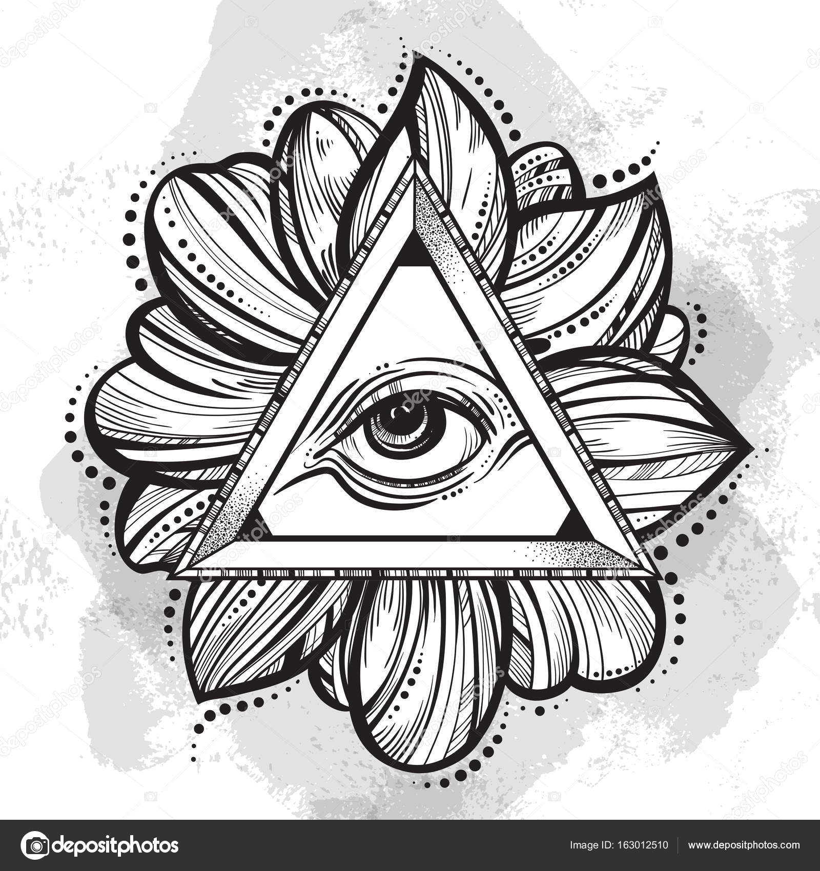 All Seeing Eye Pyramid Symbol Hand Drawn Eye Of Providence