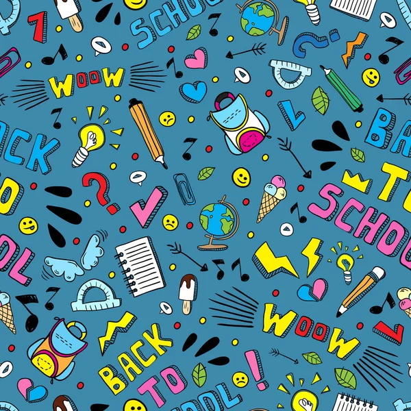 Back to school funny vector seamless pattern. Black and white school