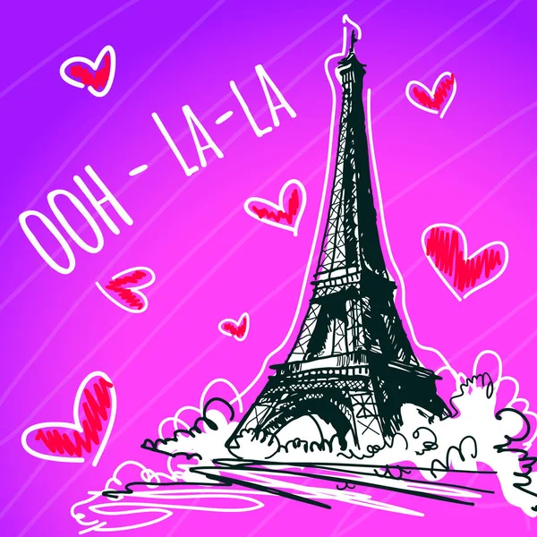 Ilustracja wektorowa piękną wieżę Eiffla. Francja, Paryż. — Wektor stockowy